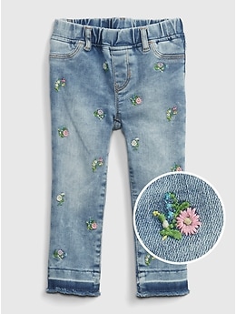 Toddler Girl 18-24 Month Baby Gap Pink Floral Pull On High Stretch Jegging Jeans