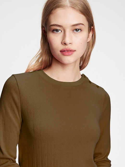 Image number 8 showing, Cropped Pointelle Crewneck T-Shirt