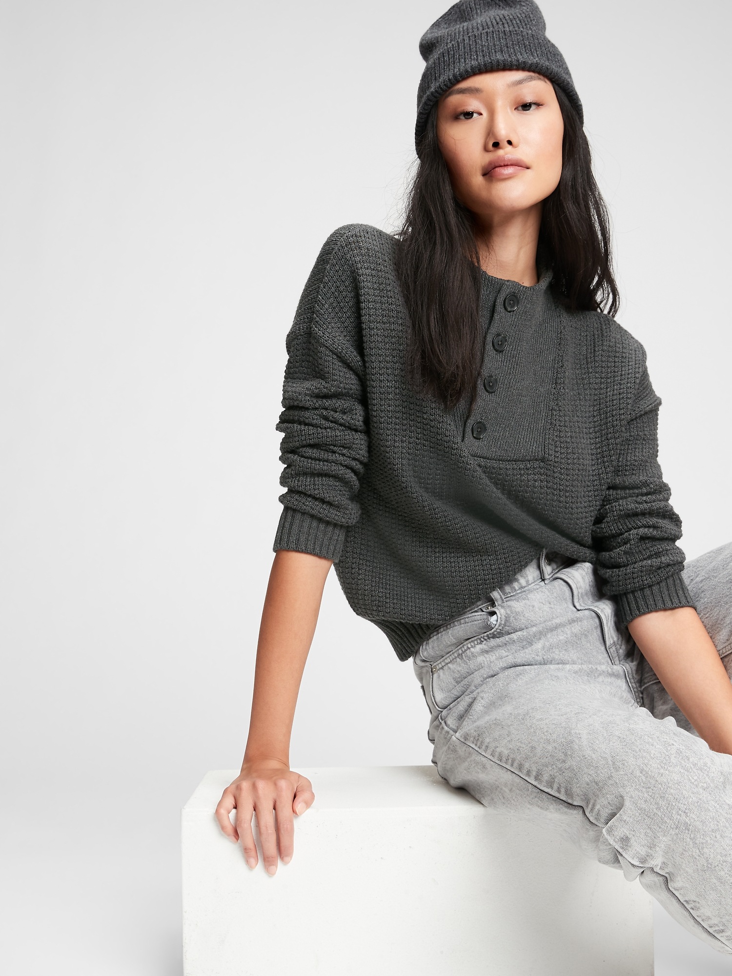 Half button hotsell sweater