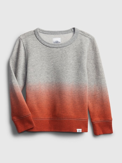 1 of 8 showing, with the color shocking orange of product Toddler Recycled Dip-Dye Crewneck Sweatshirt