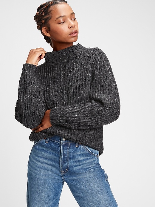View large product image 1 of 1. Ribbed Mockneck Sweater