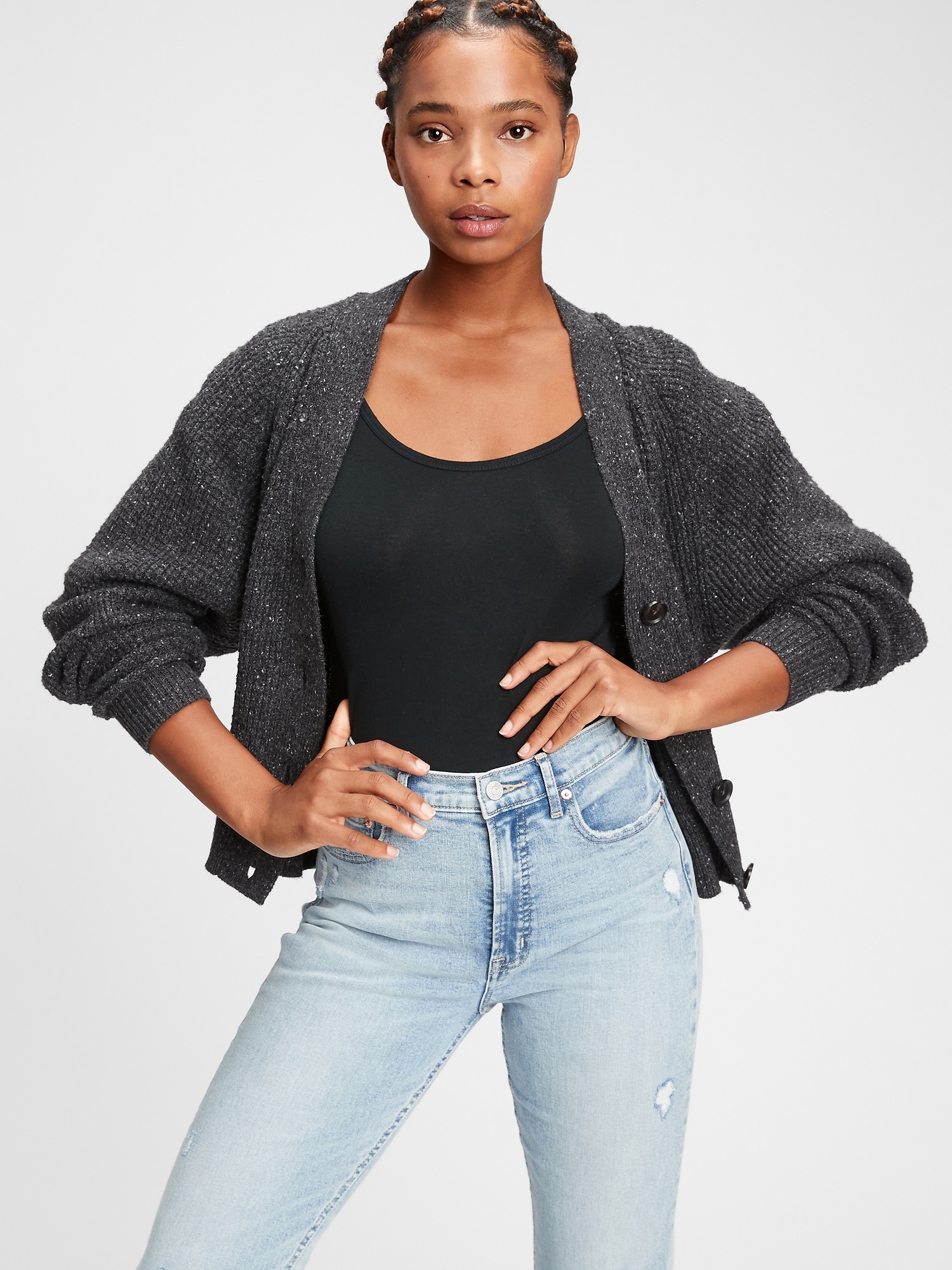 grey waffle cardigan