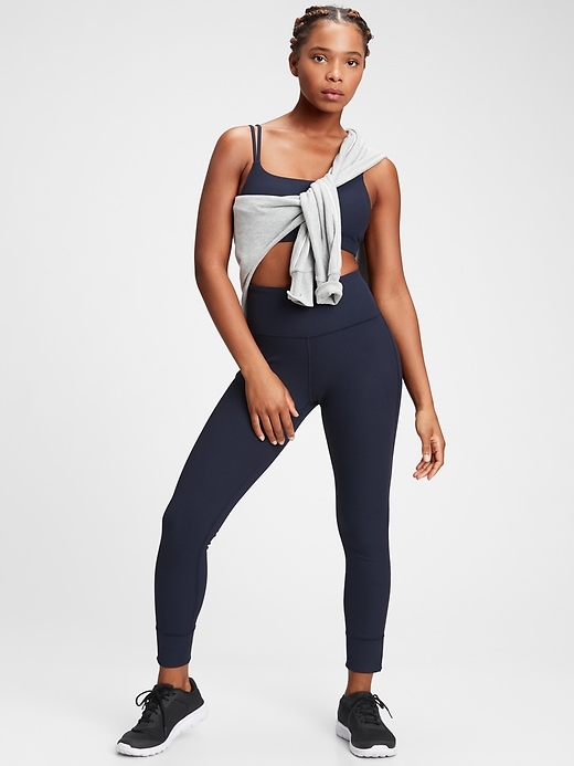 GapFit High Waisted Ribbed Blackout Leggings