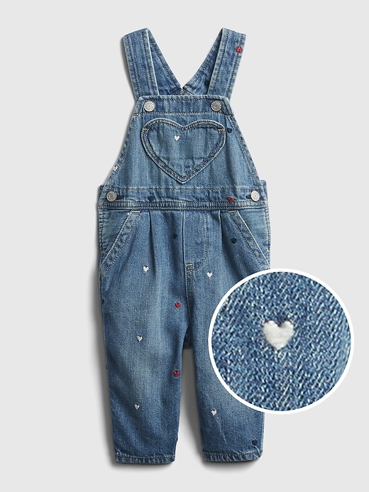 View large product image 1 of 4. Baby Heart Print Overalls