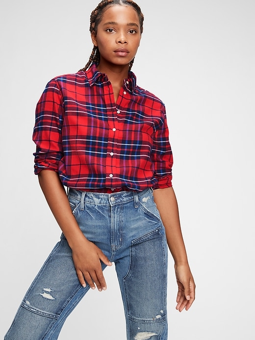 1 of 8 showing, with the color red tartan plaid of product Everyday Flannel Shirt