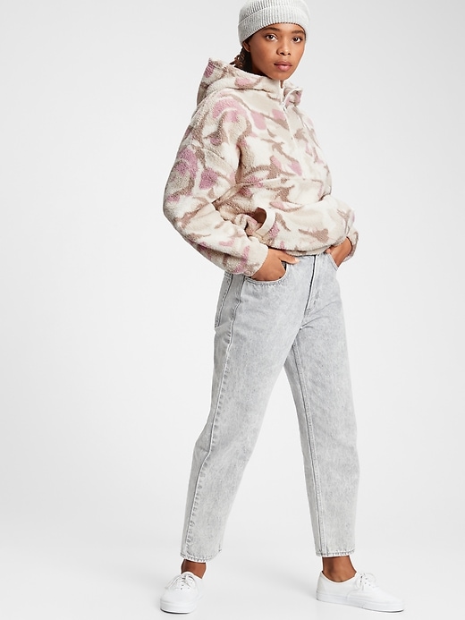 Gap sherpa half zip hoodie deals