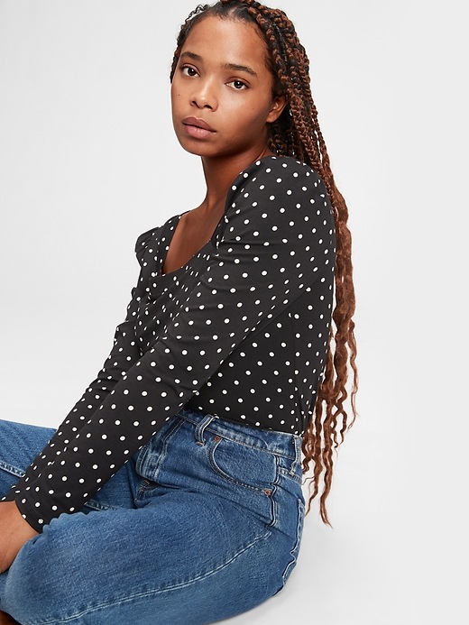 1 of 8 showing, with the color black & white dot of product Drapey Squareneck T-Shirt