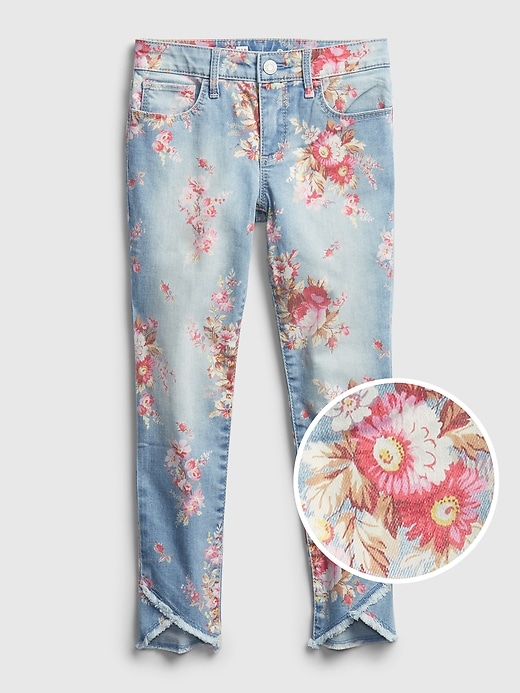 Image number 1 showing, Kids Super Skinny Ankle Floral Print Jeans with Stretch