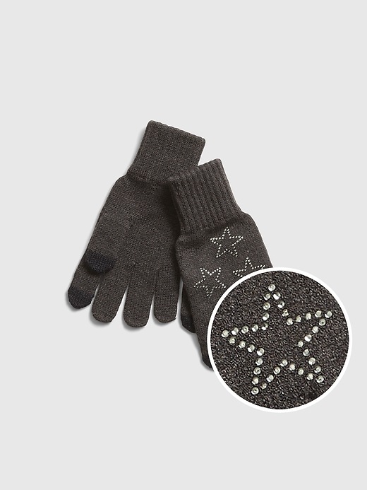 View large product image 1 of 1. Kids Star Embroidered Gloves