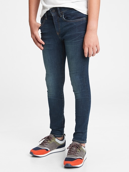 2 of 8 showing, with the color dark wash of product Kids Super Skinny Jeans with Washwell™