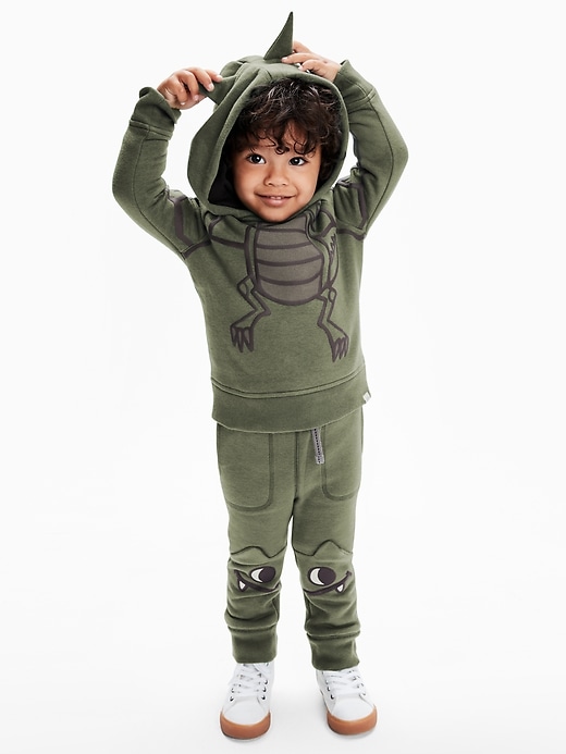 2 of 8 showing, with the color green of product Toddler 3D Flying Monster Hoodie
