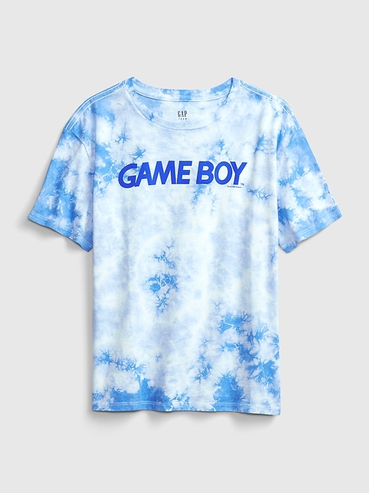 2 of 8 showing, with the color blue tie dye of product Teen &#124 Game Boy Recycled Oversized Graphic T-Shirt