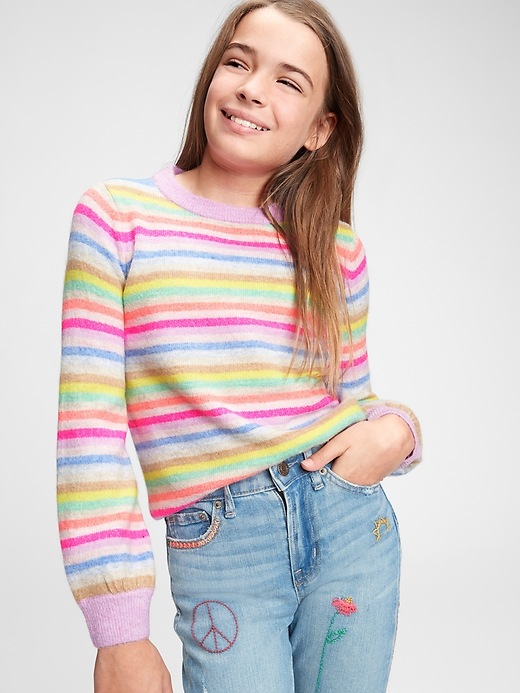 Image number 2 showing, Kids Happy Stripe Crewneck Sweater