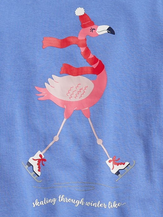2 of 8 showing, with the color cabana blue of product Kids Flamingo Graphic PJ Set