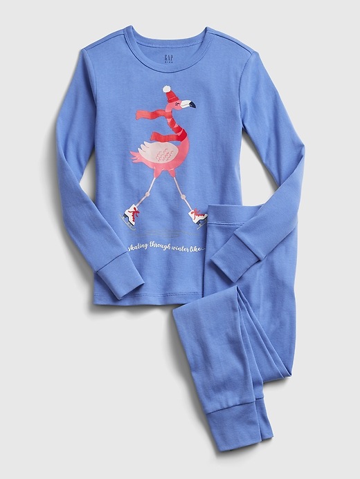 1 of 8 showing, with the color cabana blue of product Kids Flamingo Graphic PJ Set