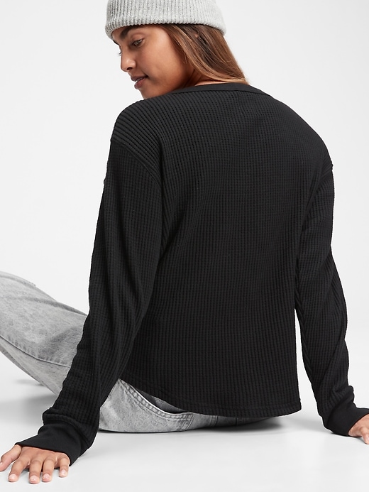 2 of 8 showing, with the color true black of product Waffle-Knit Crewneck T-Shirt