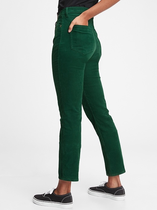 2 of 8 showing, with the color pine green of product High Rise Cigarette Cords with Secret Smoothing Pockets