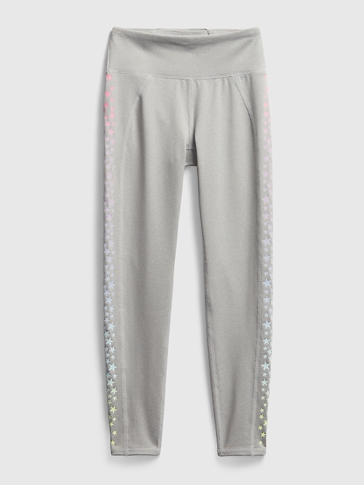 1 of 8 showing, with the color grey heather of product GapFit Kids Star Leggings