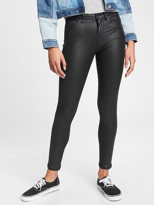 1 of 8 showing, with the color black coated of product Teen Sky-High Skinny Jeans with Stretch