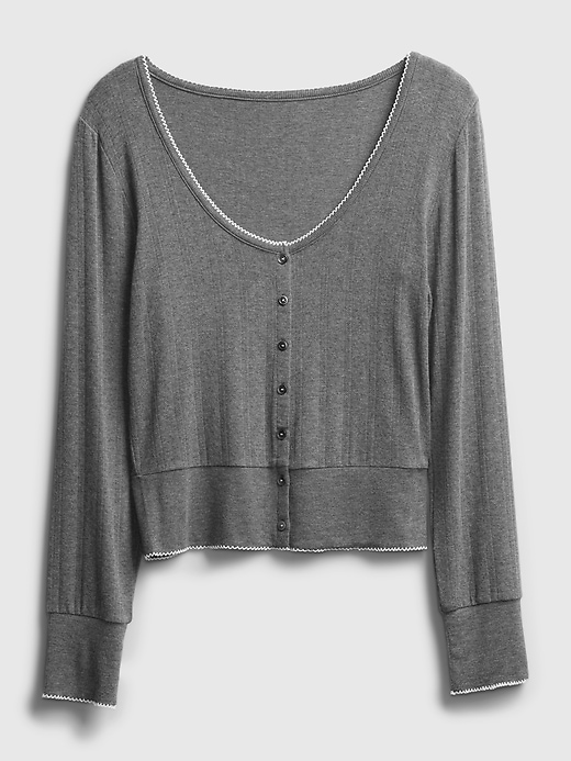 Image number 2 showing, Pointelle Button-Front Top