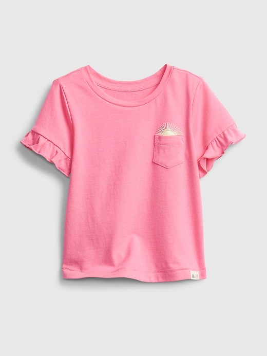 Image number 1 showing, Toddler 100% Organic Cotton Ruffle T-Shirt