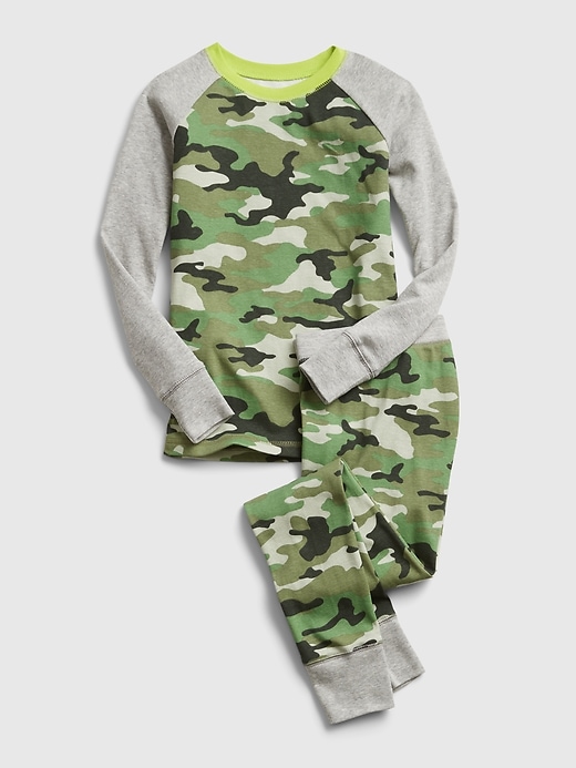 1 of 8 showing, with the color green camo of product Kids Camo PJ Set