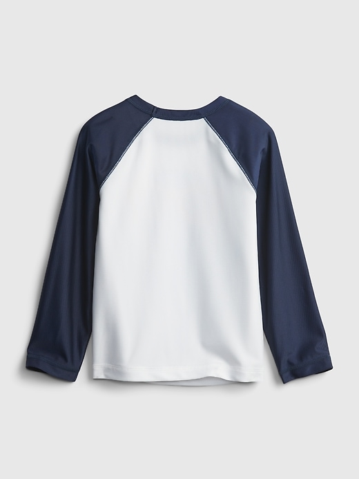 2 of 8 showing, with the color elysian blue of product Toddler Recycled Graphic Rash Guard