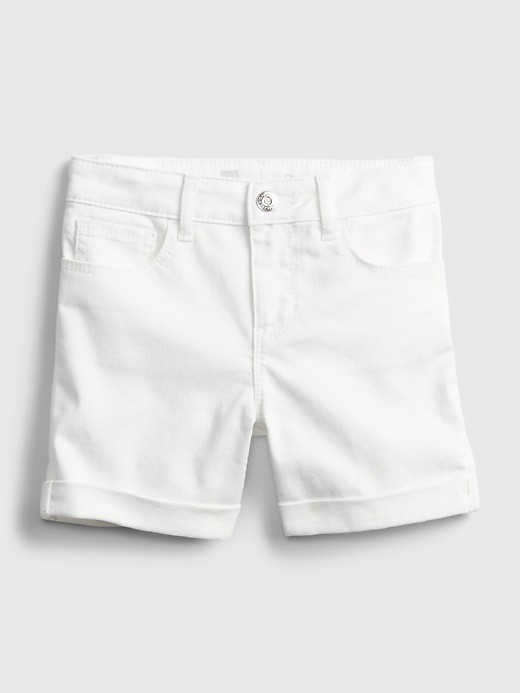 2 of 8 showing, with the color white of product Kids Denim Midi Shorts with Gap Shield
