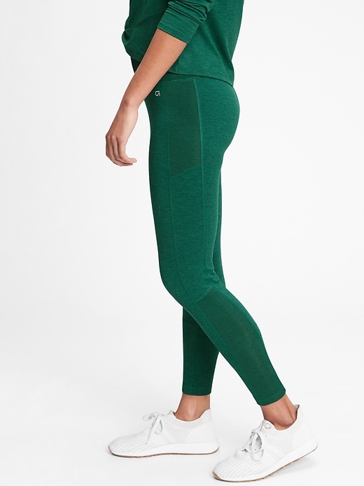 1 of 8 showing, with the color green pine of product GapFit High Rise Brushed Tech Jersey Leggings