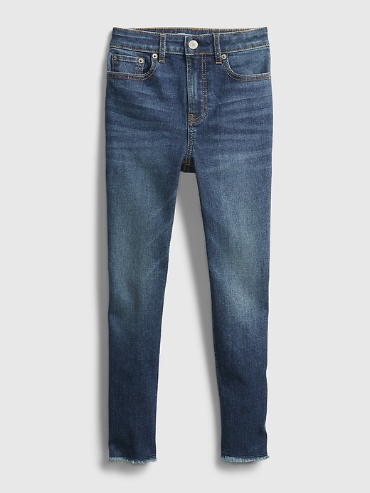 2 of 8 showing, with the color dark wash of product Teen Sky High Rise Skinny Ankle Jeans with Max Stretch