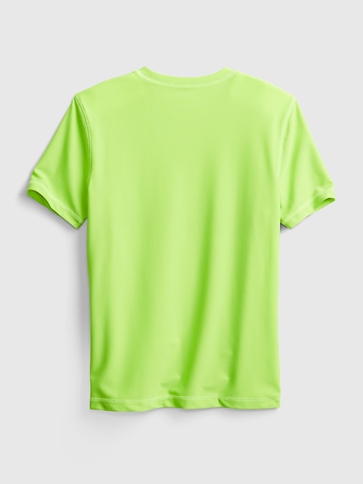2 of 8 showing, with the color lime of product Kids Recycled Camo Wave Graphic Swim Rash Guard