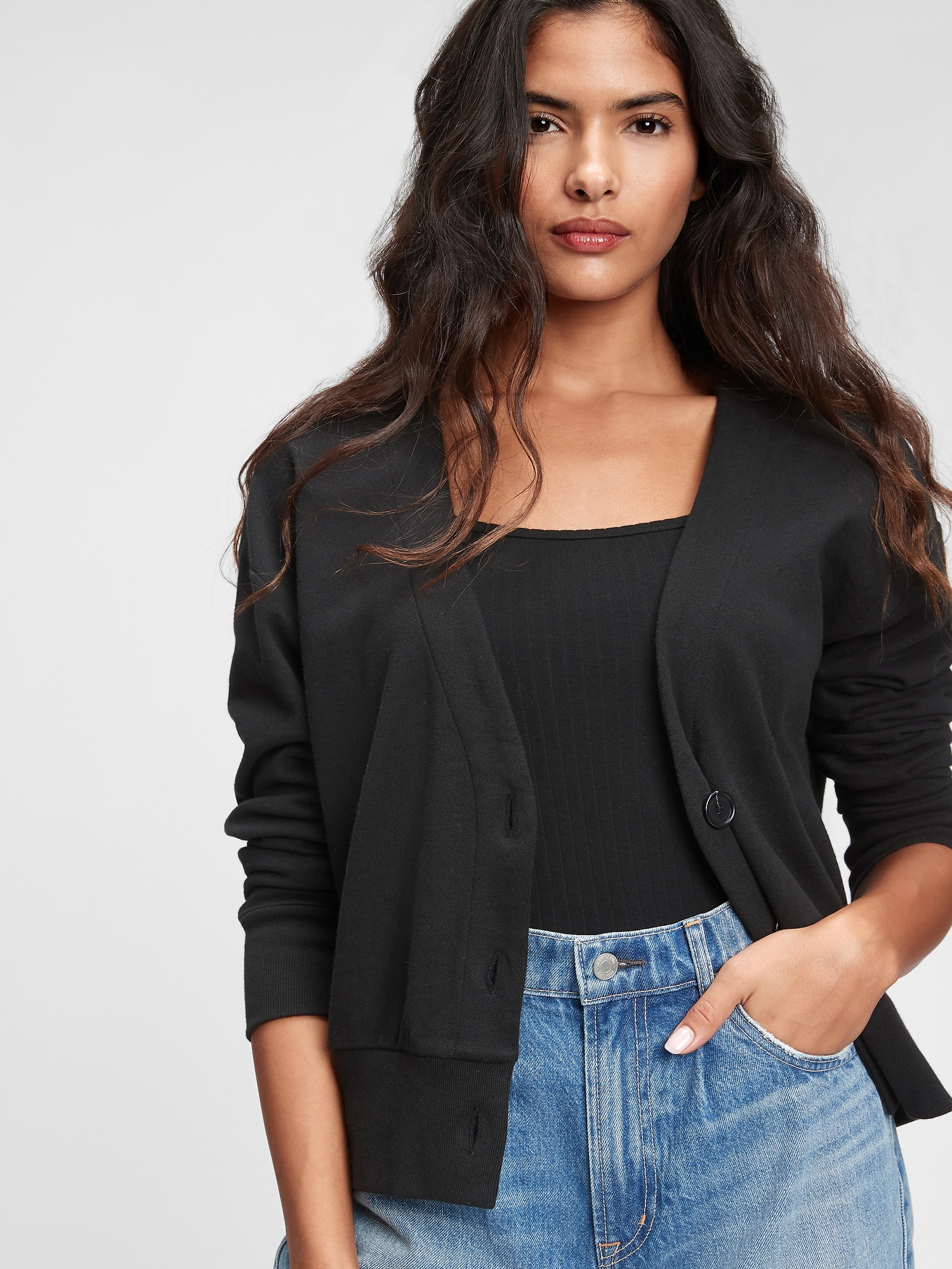 gap slouchy cropped cardigan