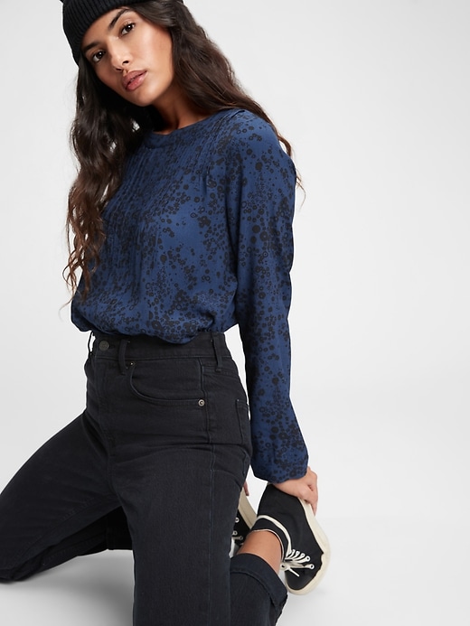 1 of 8 showing, with the color blue floral of product Pintuck Top