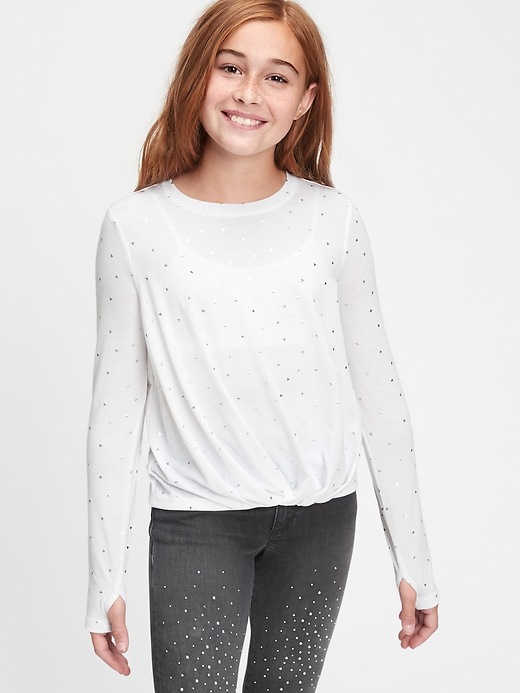 2 of 8 showing, with the color new off white of product GapFIt Kids Twist Shirt