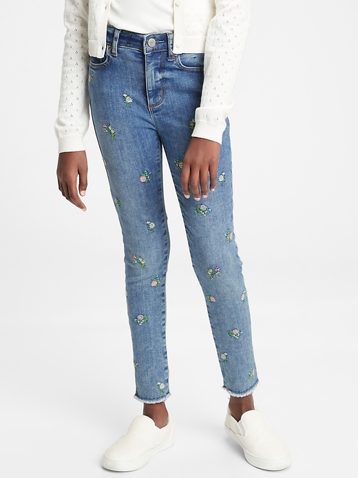 Image number 2 showing, Kids High-Rise Skinny Ankle Embroidered Floral Jeggings with Max Stretch