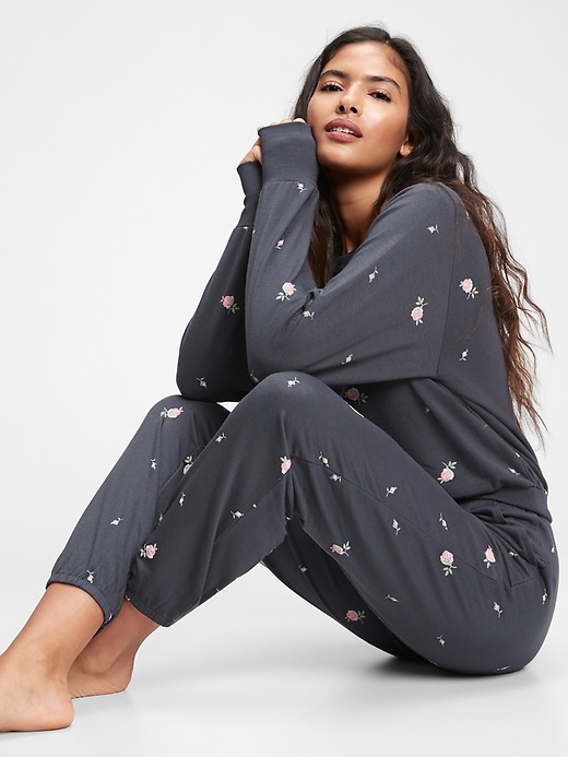 1 of 8 showing, with the color black floral of product Adult Supersoft Joggers in TENCEL Modal™