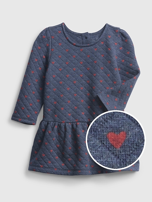 1 of 8 showing, with the color navy marl of product Baby Heart Quilted Dress