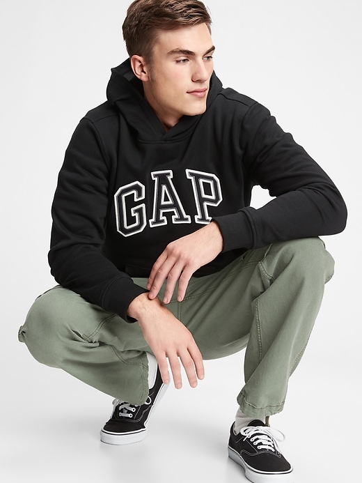1 of 8 showing, with the color true black of product Gap Arch Logo Hoodie