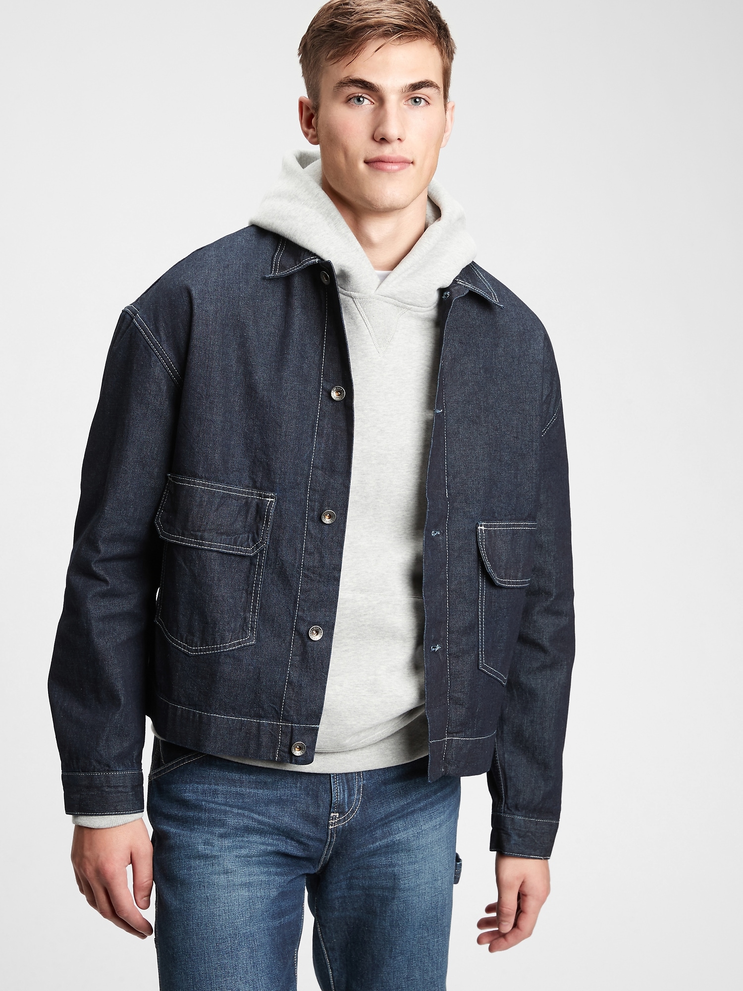 gap long denim jacket