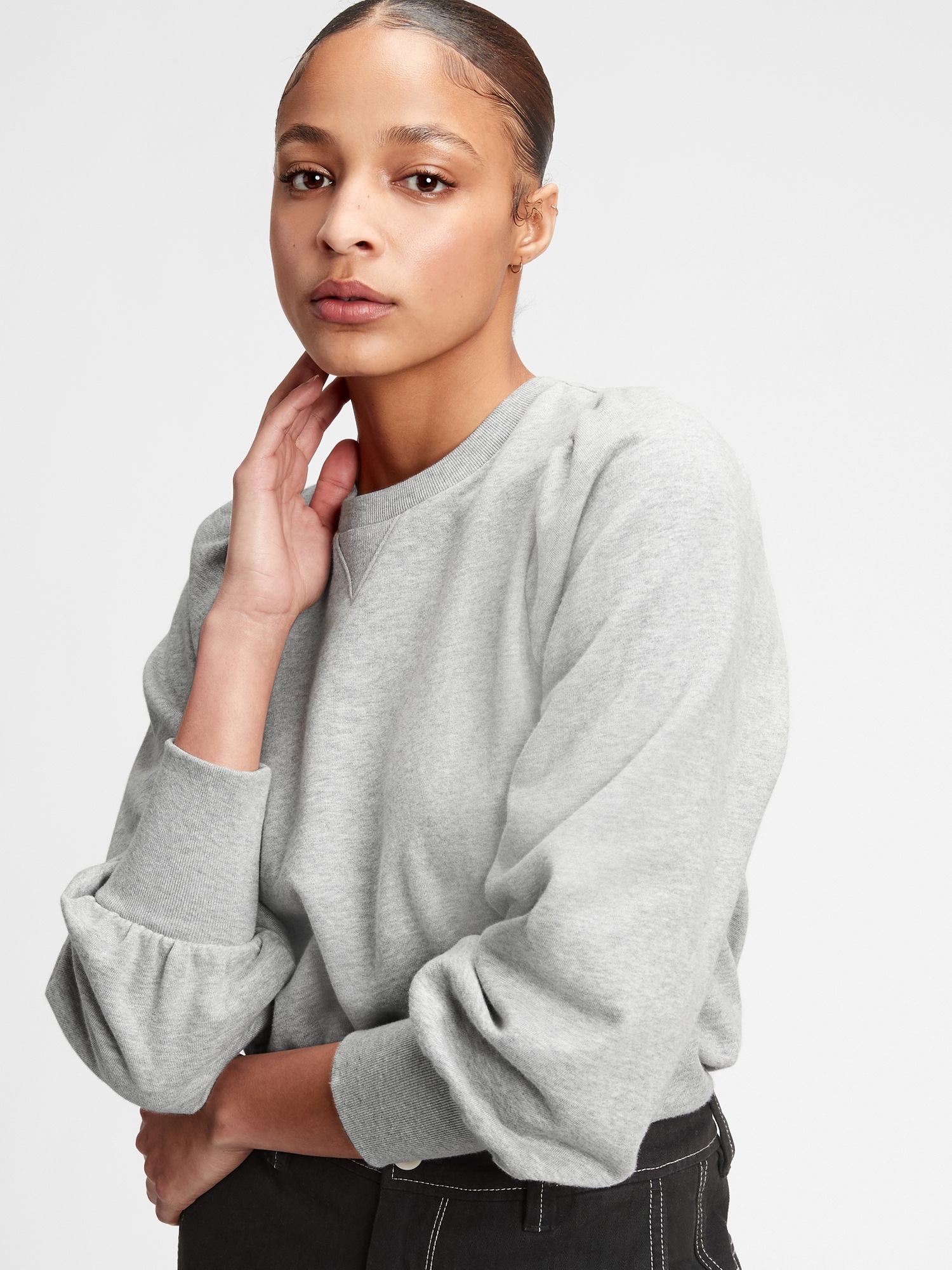 Vintage Soft Puff Sleeve Crewneck Sweatshirt Gap