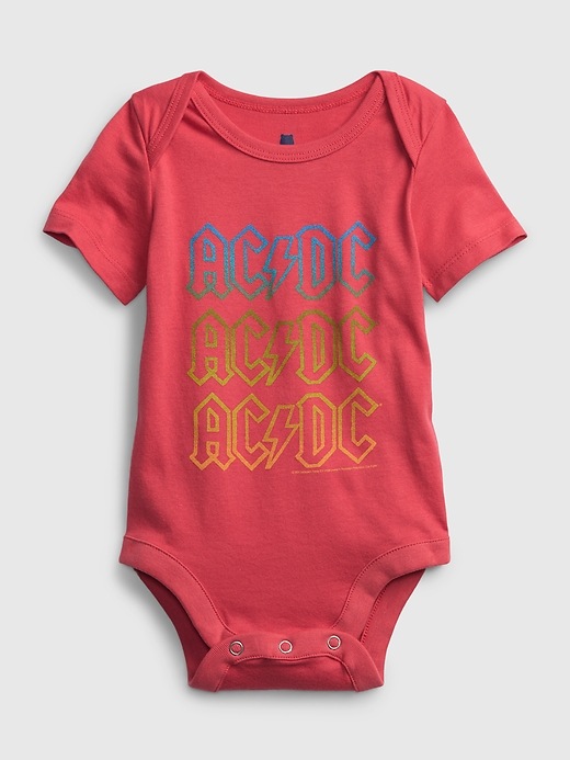 1 of 8 showing, with the color buoy red of product babyGap &#124 ACDC Graphic Bodysuit