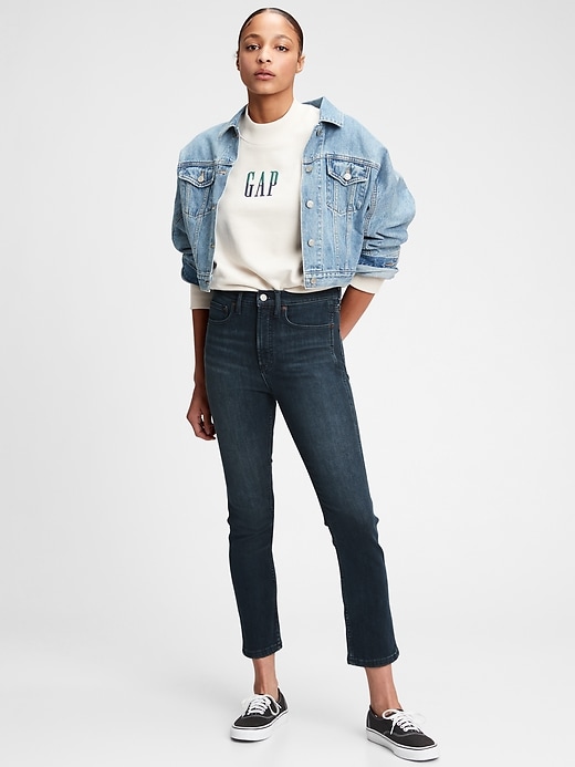 1 of 8 showing, with the color blue black of product High Rise Vintage Slim Jeans with Washwell