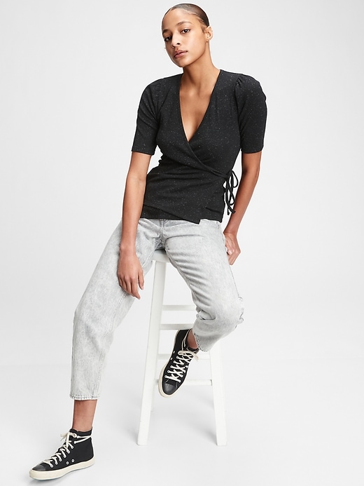 Image number 3 showing, Ribbed Wrap-Front Top