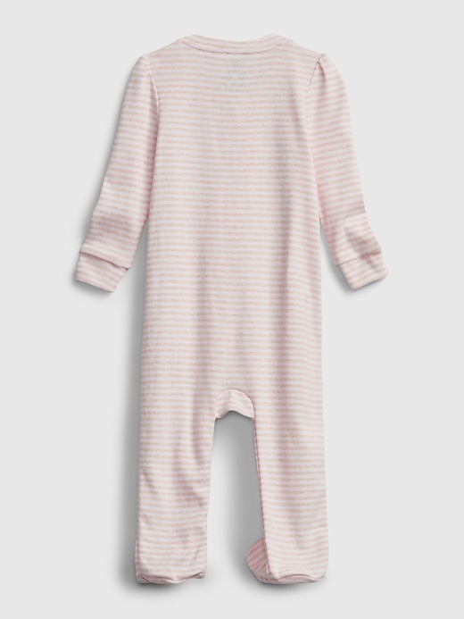 2 of 8 showing, with the color pink heather stripe of product Baby First Favorite Stripe One-Piece