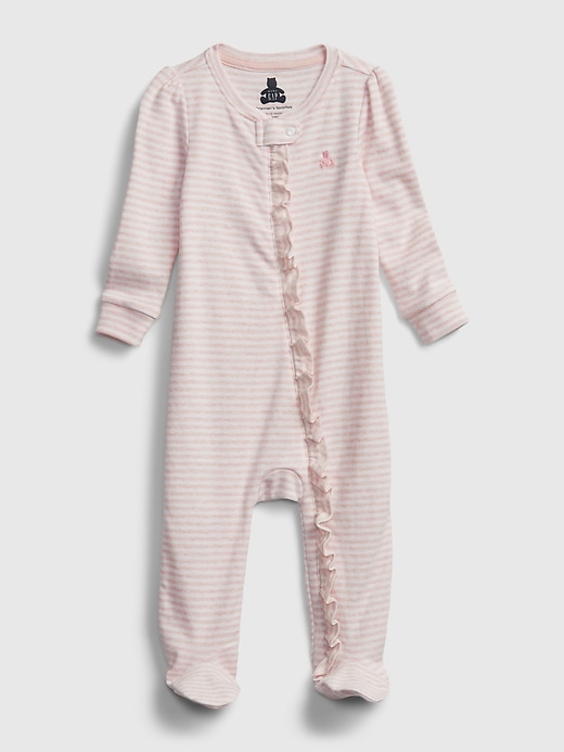 1 of 8 showing, with the color pink heather stripe of product Baby First Favorite Stripe One-Piece