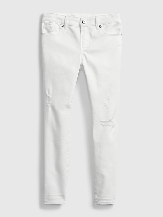 1 of 8 showing, with the color white of product Kids Super Skinny Ankle Jeans with Stretch