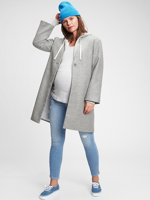 Image number 4 showing, Maternity True Waistband Full Panel Destructed Skinny Ankle Jeans