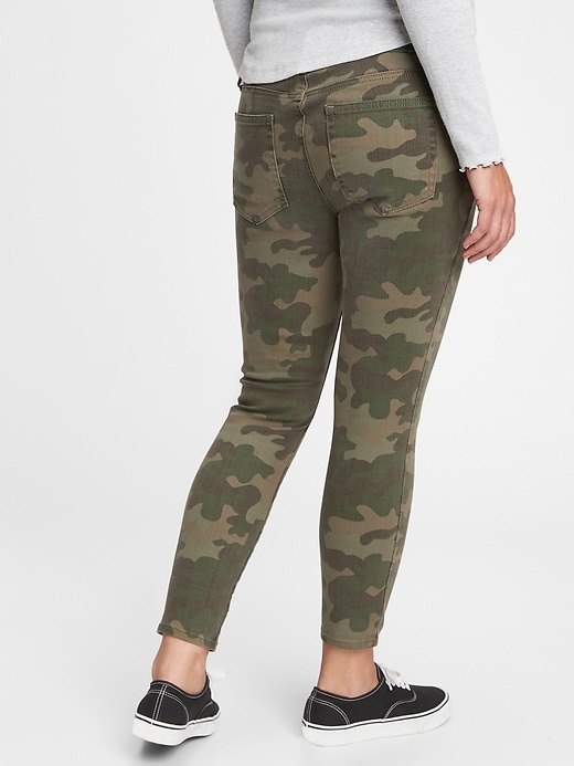 2 of 8 showing, with the color olive green camo of product Maternity Inset Panel True Skinny Camo Jeans With Washwell™