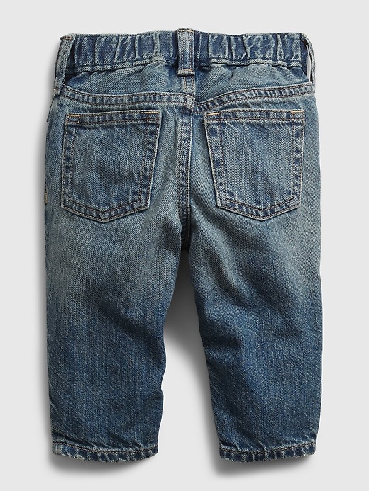 2 of 8 showing, with the color light wash indigo of product Baby Denim Outfit Set