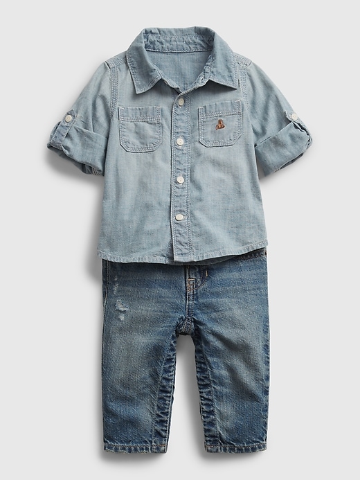 Image number 3 showing, Baby Denim Outfit Set